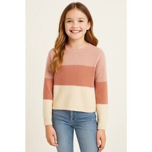 Soft Colorblock Blush Cream Knit Sweater Pink Republic Small